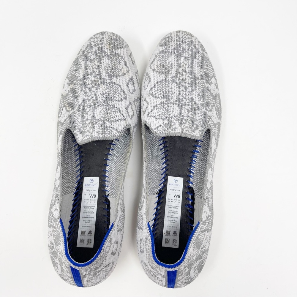 Rothy’s Slip-On Loafers Snake Skin Pattern Print Light Grey 8 - Picture 11 of 15